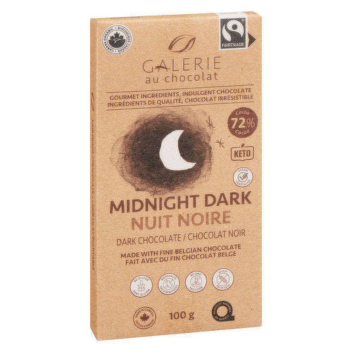 Galerie Au Chocolat Organic 72% Midnight Dark Chocolate Bar 100g