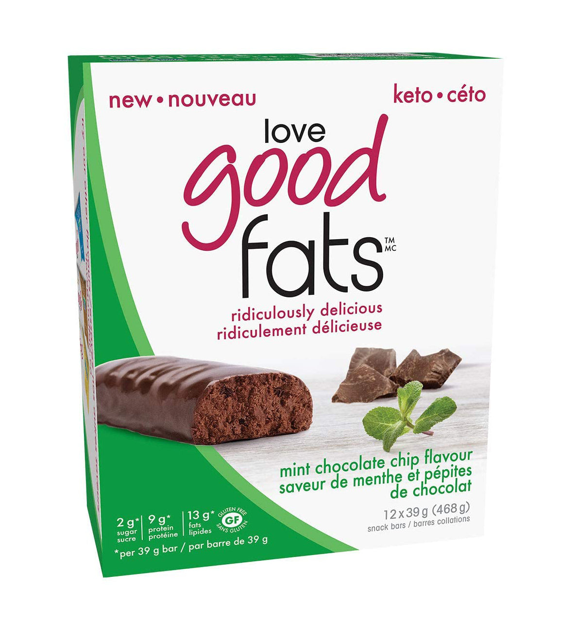 Love Good Fats Mint Chocolate Bar 39g 12 Pack