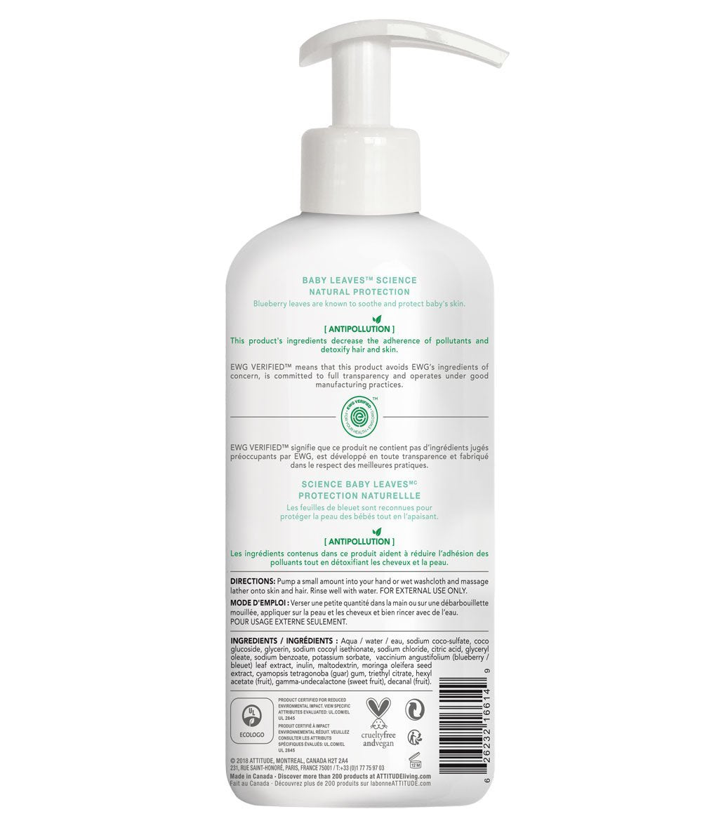 Attitude Baby Leaves 2 in 1 Shampoo and Body Wash Sweet Apple 473ml