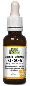 Natural Factors Vitamin K2 + D3 + A 30ml