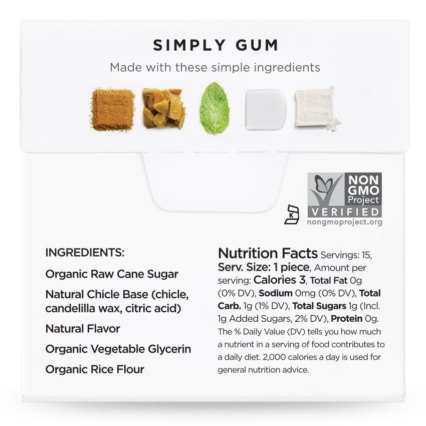 Simply Gum Natural Chewing Gum Peppermint 15 Pieces