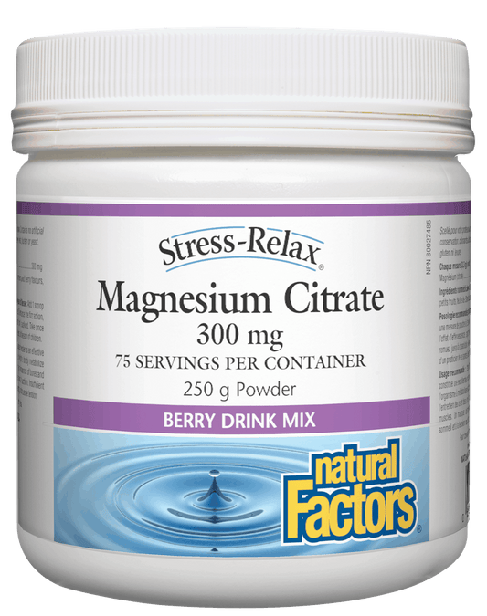 Natural Factors Magnesium Citrate 300mg Berry Drink Mix 250g