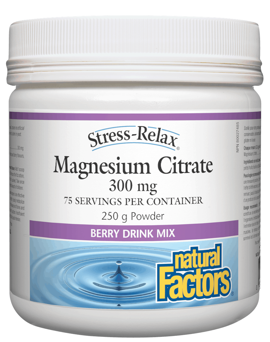 Natural Factors Magnesium Citrate 300mg Berry Drink Mix 250g