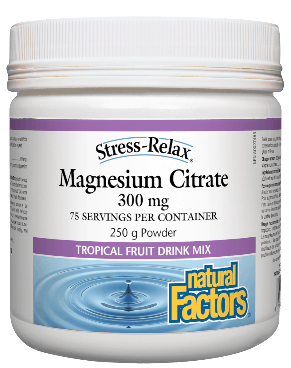 Natural Factors Magnesium Citrate 300mg Tropical Powder 250g