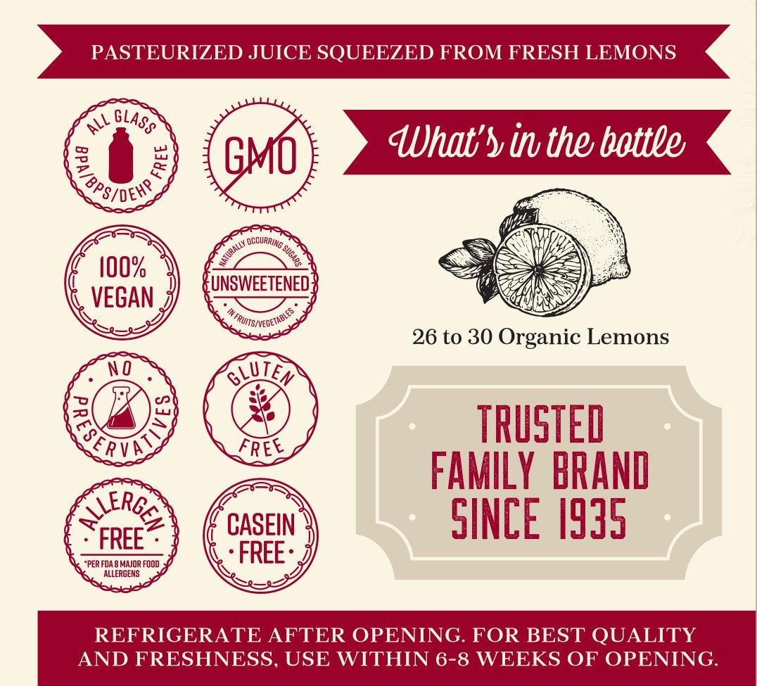 Lakewood Organic Pure Lemon Juice 946ml