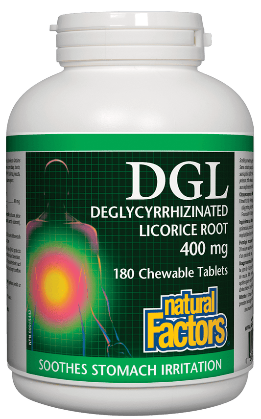 Natural Factors DGL Deglycyrrhizinated Licorice Root 180 Chewable Tablets