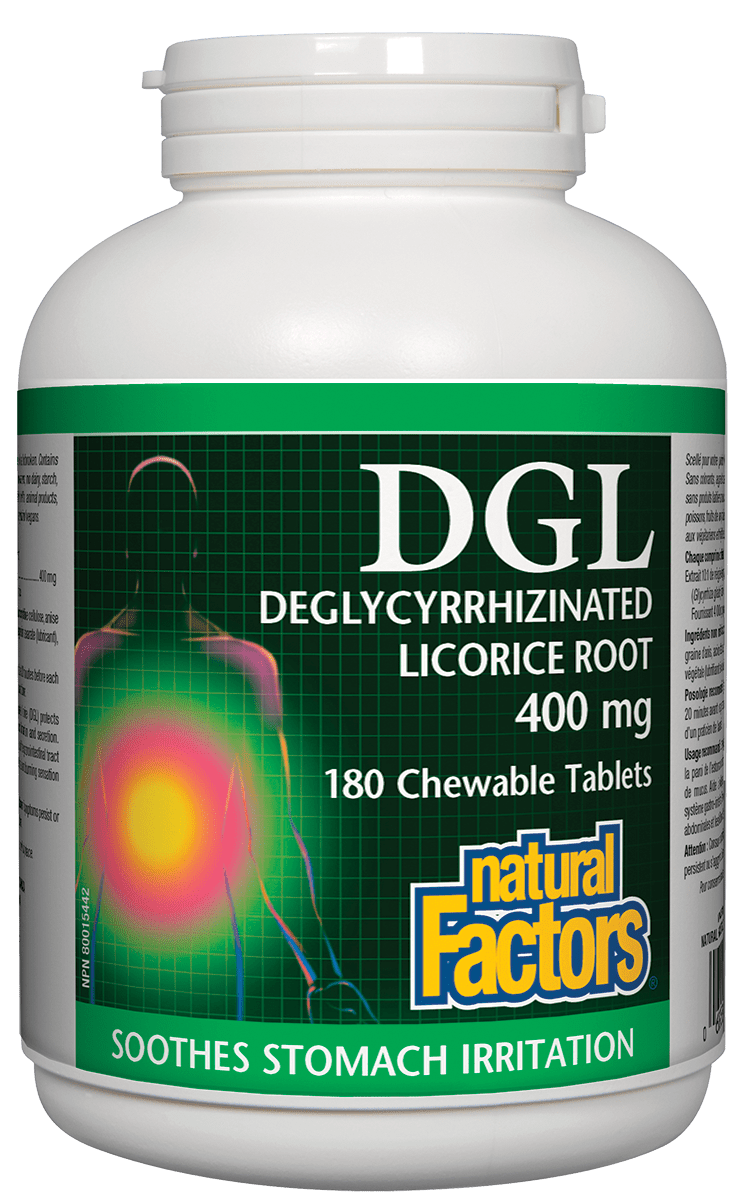Natural Factors DGL Deglycyrrhizinated Licorice Root 180 Chewable Tablets