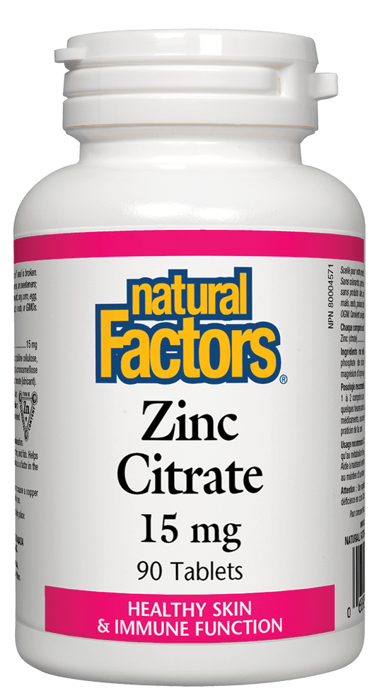 Natural Factors Zinc Citrate 15mg 90 Tablets