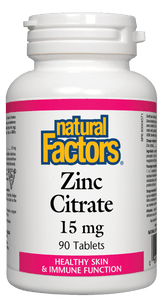 Natural Factors Zinc Citrate 15mg 90 Tablets