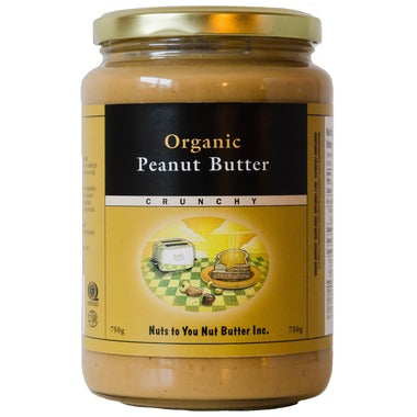 Nuts To You Organic Peanut Butter Crunchy 750g