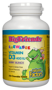 Natural Factors Big Friends Vitamin D 400 IU Berry Bunch Flavour 250 Chewable Tablets