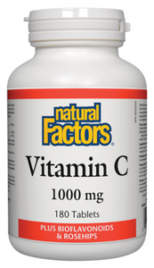 Natural Factors Vitamin CPlus Bioflavonoids &amp; Rosehips 1000mg 180 Tablets
