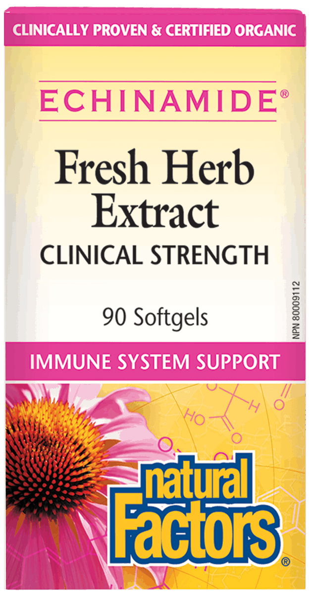 Natural Factors Echinamide Fresh Herb Extract Clinical Strength 90 Softgels
