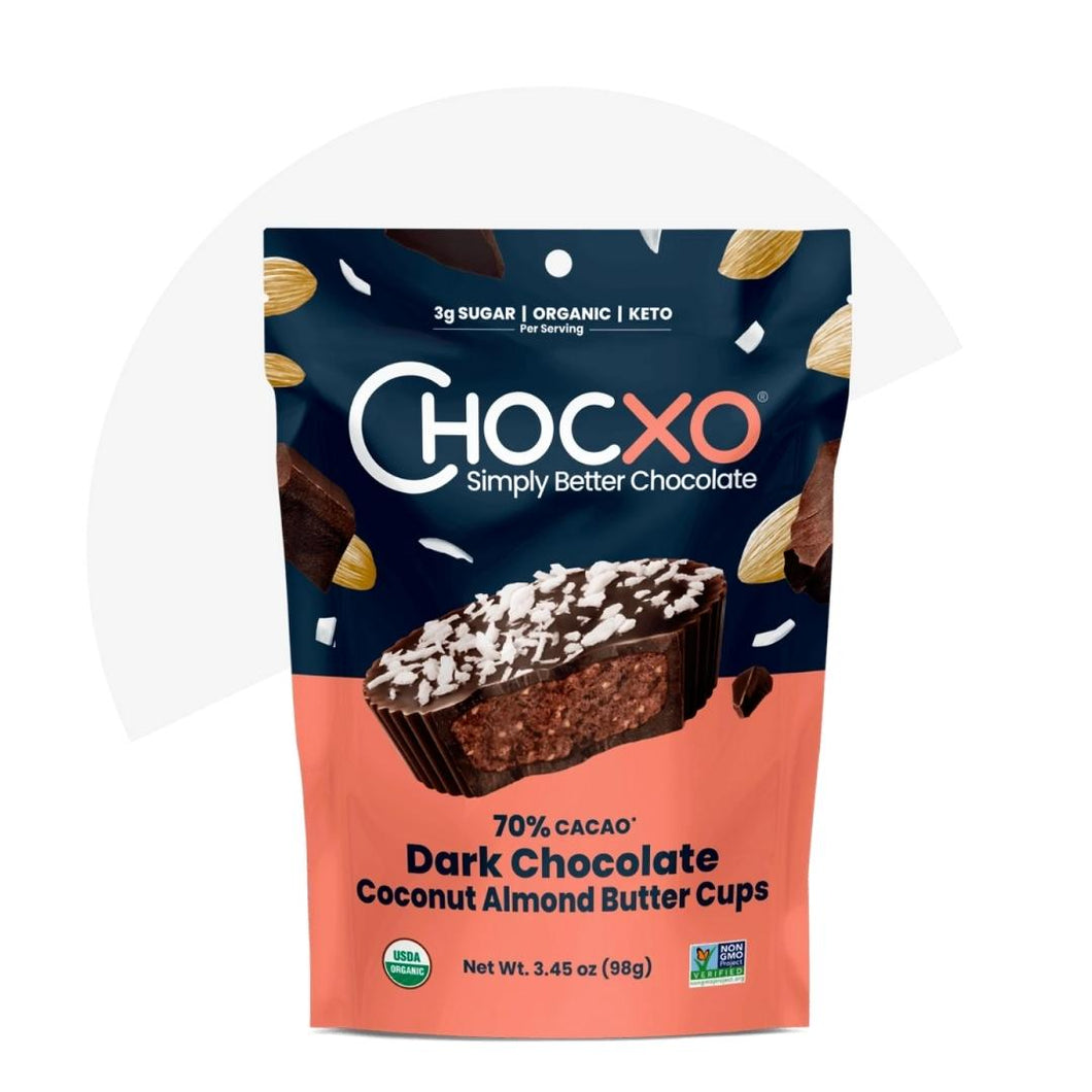 ChocXo Dark Chocolate Coconut Almond Butter Cups 98g The Root Cellar PEI