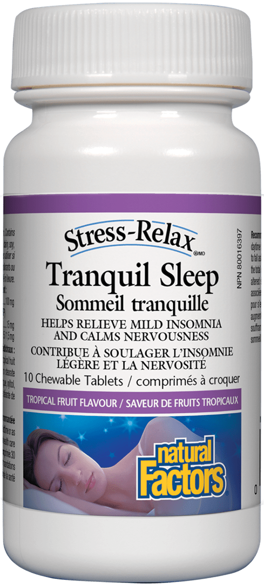 Natural Factors Tranquil Sleep Travel 10 CHewable Tablets