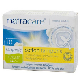 NatraCare Non-Applicator Organic Regular Tampons 10 Pack