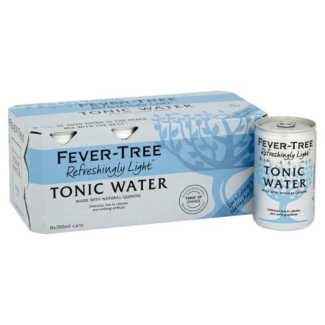 Fever Tree Refreshingly Light Tonic Water Cans 150ml 8 Pack