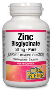 Natural Factors Zinc Bisglycinate 50mg 120 Vegetarian Capsules