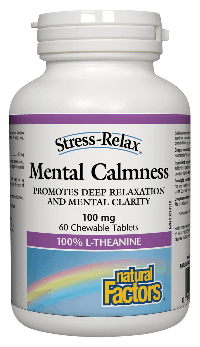 Natural Factors Mental Calmness L-Theanine 100mg 60 Chewable Tablets