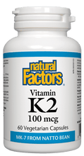 Load image into Gallery viewer, Natural Factors Vitamin K2 100mcg 60 Vegetable Capsules
