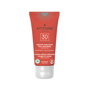 Attitude Mineral Face Sunscreen Lotion Unscented SPF 30 75g