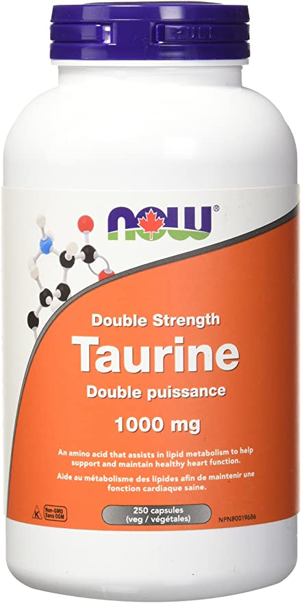 NOW Taurine 1000mg 250 Vegetable Capsules