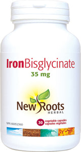 New Roots Iron Bisglycinate 35mg 30 Capsules