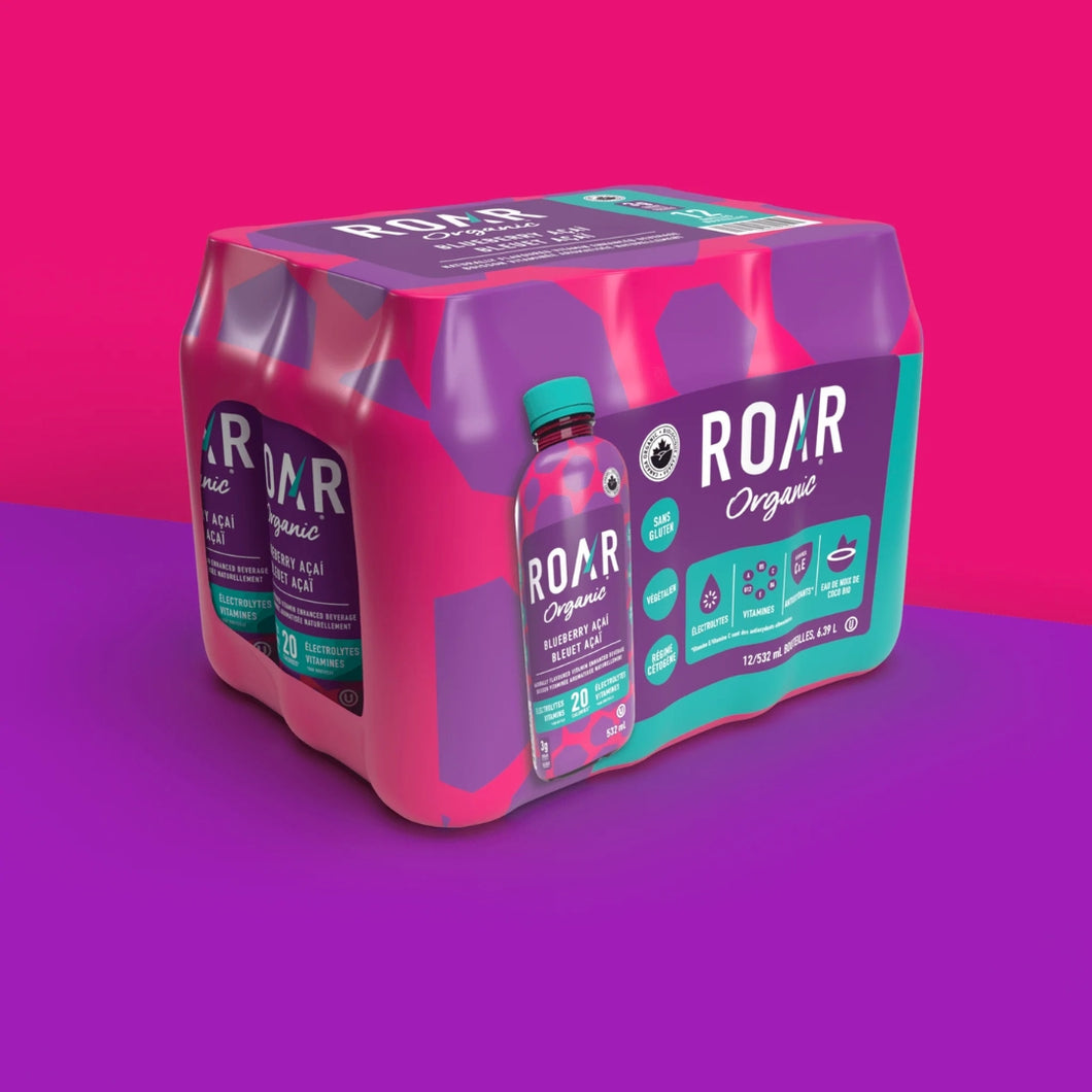 Roar Organic Hydration Drink Blueberry Acai 532ml 12 Pack