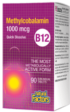 Load image into Gallery viewer, Natural Factors Methylcobalamin B12 1000mcg 90 Sublingual Tablets
