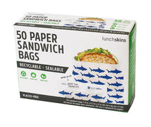 Load image into Gallery viewer, Lunchskins Shark Recyclable Non-Wax Paper Sandwich Bags 50 Pack
