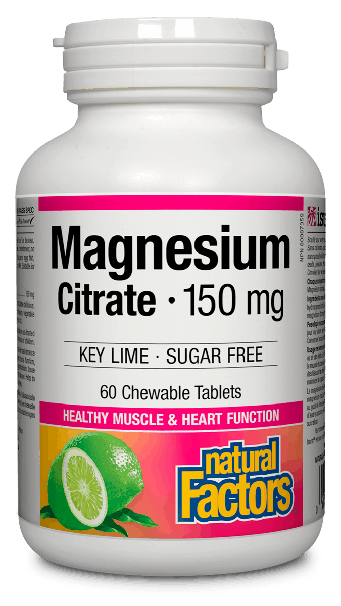 Natural Factors Magnesium Citrate 150 mg 60 Chewable Tablets