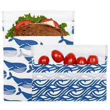 Load image into Gallery viewer, Lunchskins Whale Reusable Sandwich and Snack Bag 2 Pack
