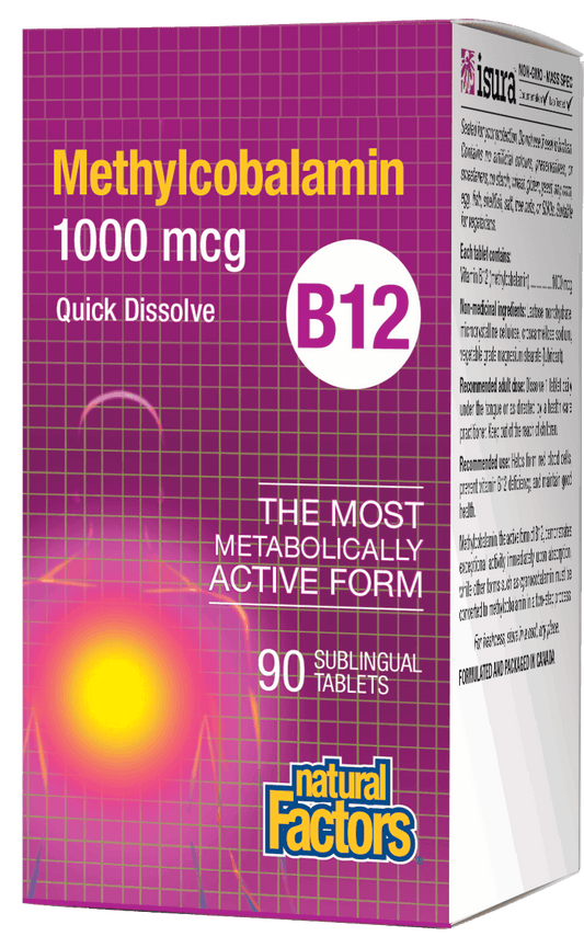 Natural Factors Methylcobalamin B12 1000mcg 90 Sublingual Tablets