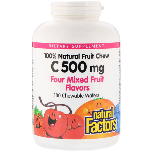 Natural Factors Vitamin C 500mg Mixed Fruit 180 Chewable Wafers