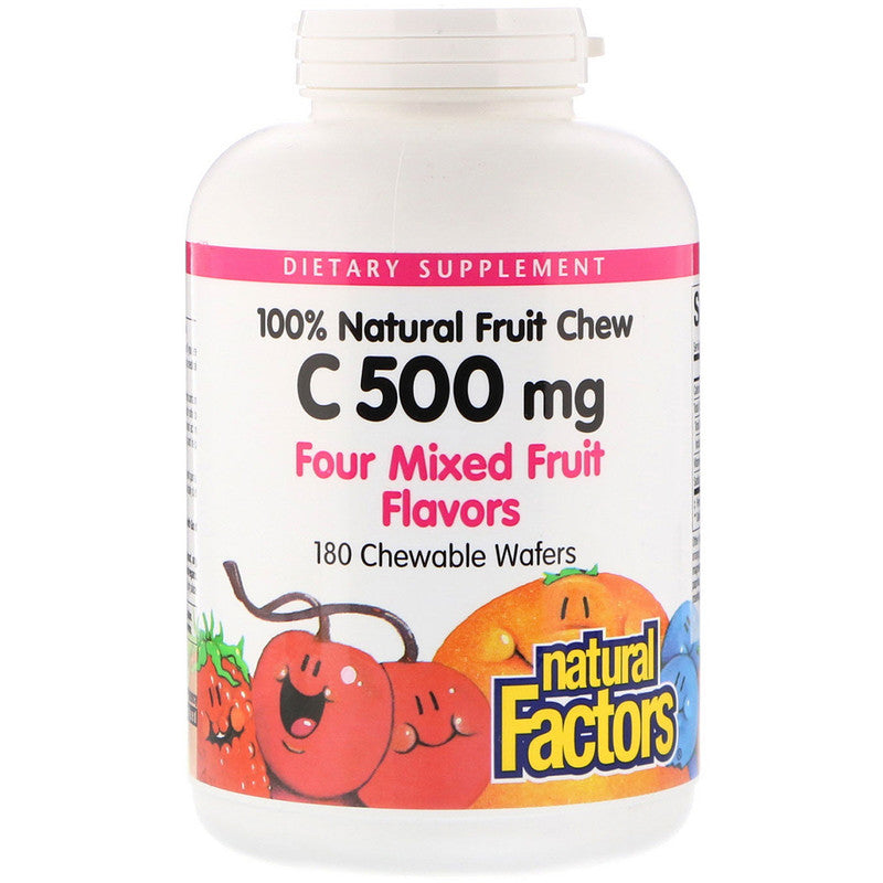 Natural Factors Vitamin C 500mg Mixed Fruit 180 Chewable Wafers