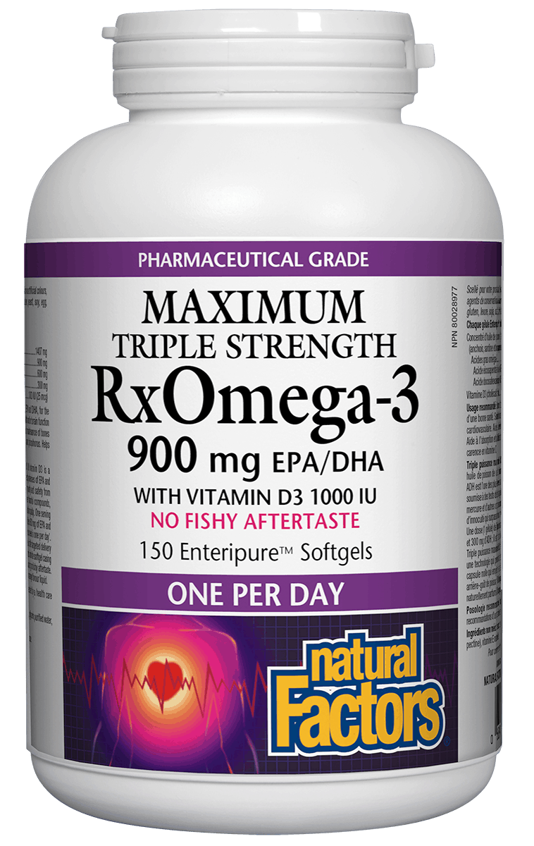 Natural Factors RxOmega-3 Maximum Triple Strength 900mg Softgels