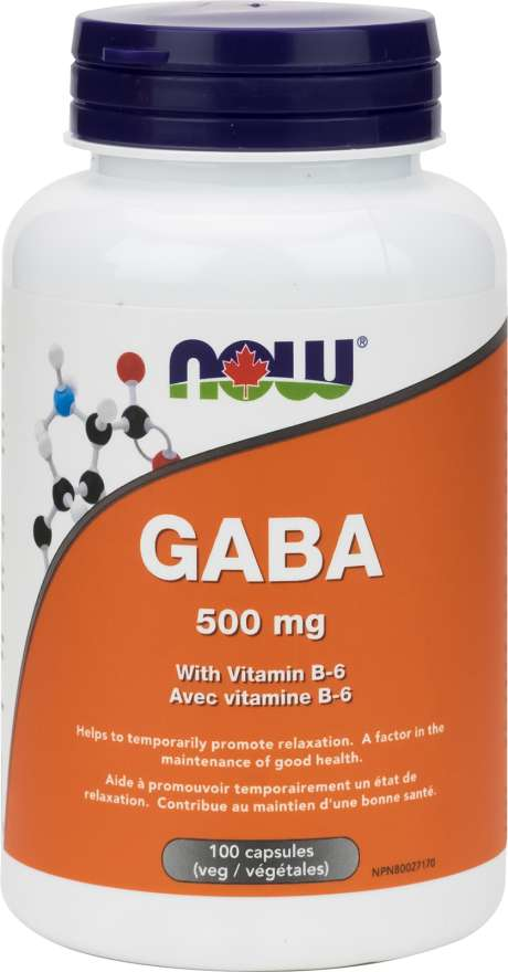 NOW GABA 500mg With Vitamin B6 100 Vegetable Capsules