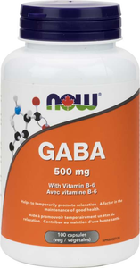 NOW GABA 500mg With Vitamin B6 100 Vegetable Capsules