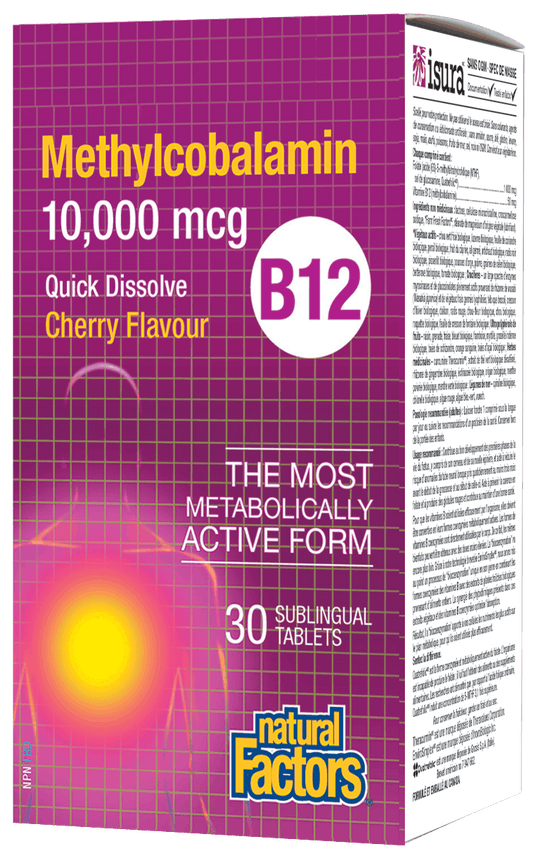 Natural Factors Methylcobalamin B12 10,000 mcg 30 Sublingual Tablets
