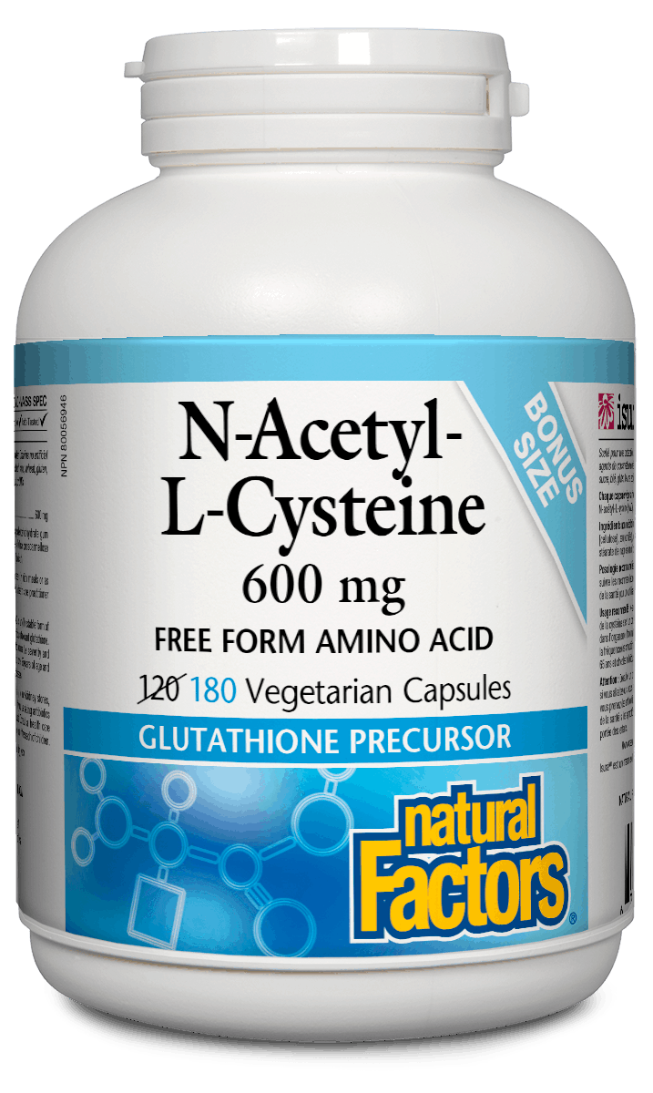 Natural Factors NAC N-Acetyl-L-Cysteine 600mg 180 Vegetarian Capsules