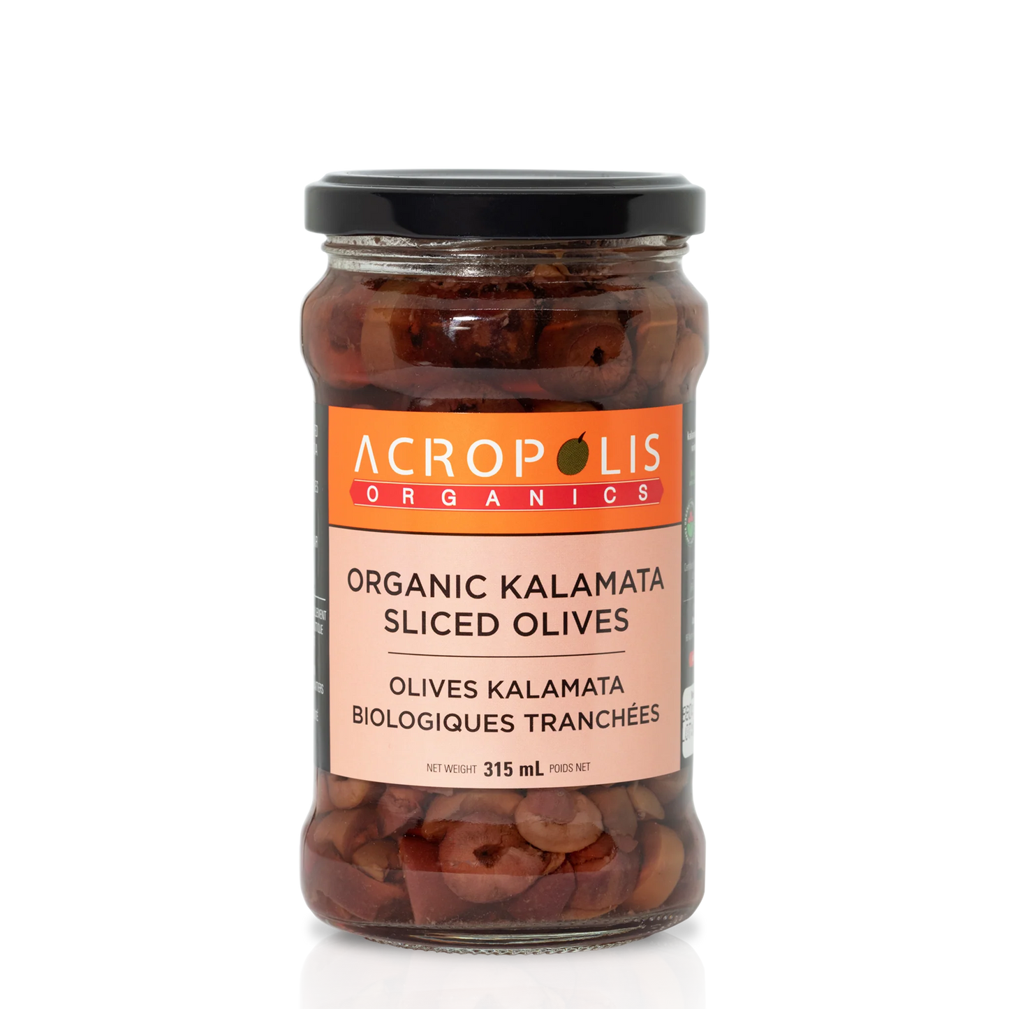 Acropolis Org Sliced Kalamata Olives 315ml
