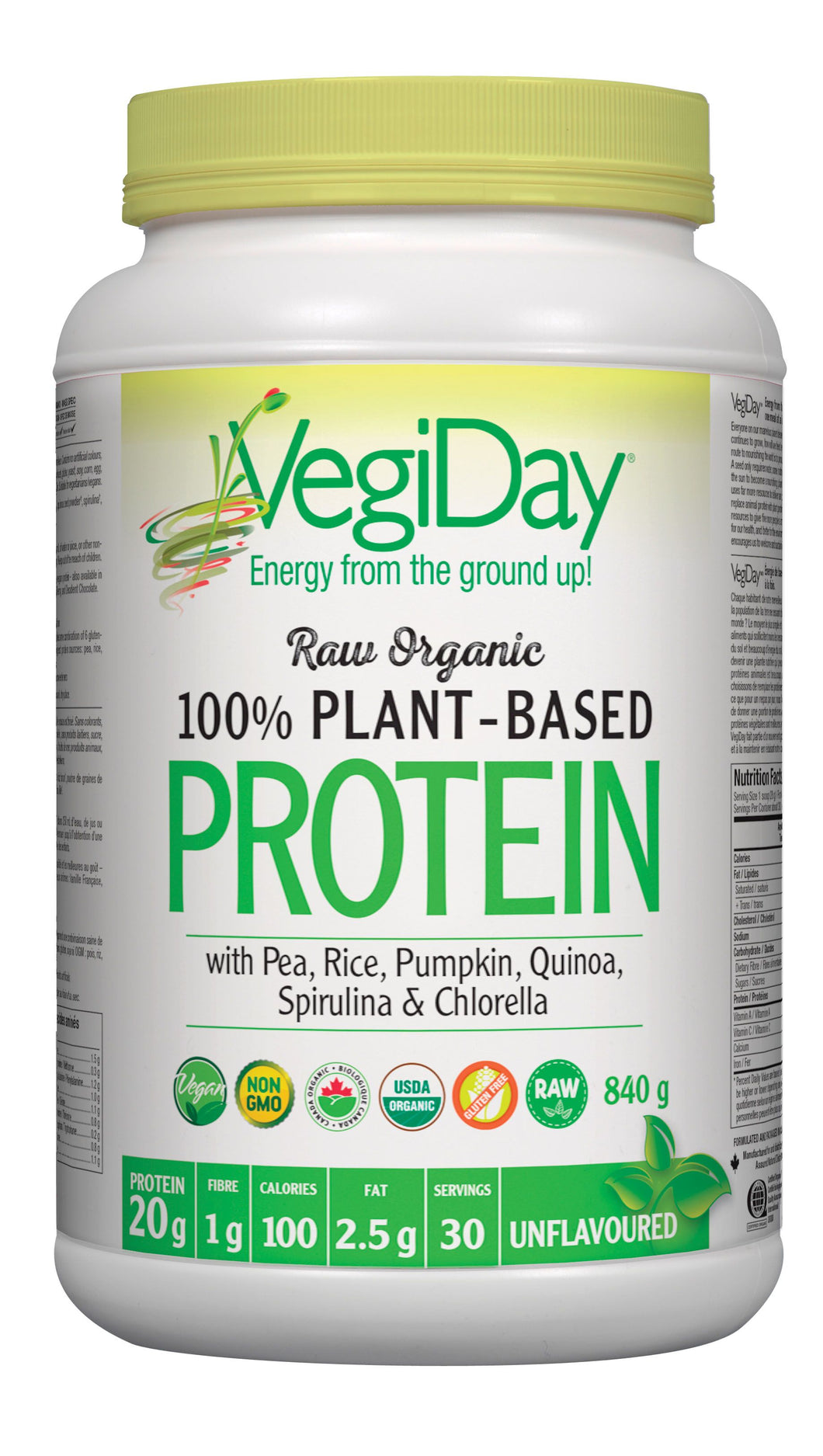 VegiDay Organic Unflavoured Protein Powder 840g