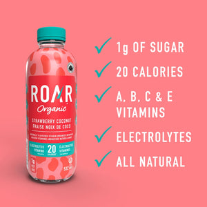 Roar Organic Hydration Drink Strawberry Coconut 532ml 12 Pack