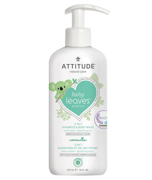 Attitude Baby Leaves 2 in 1 Shampoo and Body Wash Sweet Apple 473ml