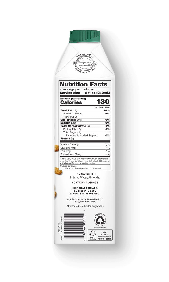 Elmhurst Unsweetened Milked Almonds 946ml