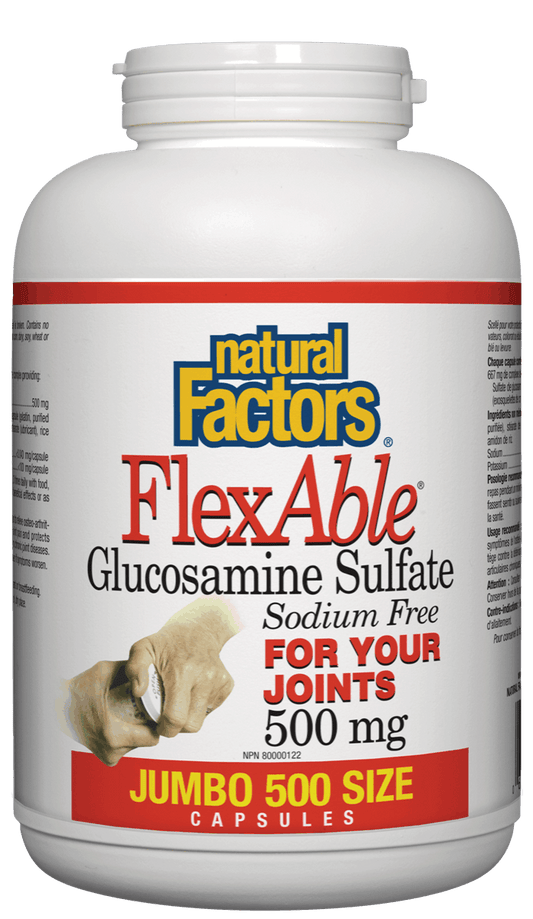Natural Factors FlexAble Glucosamine Sulfate 500mg 500 Capsules