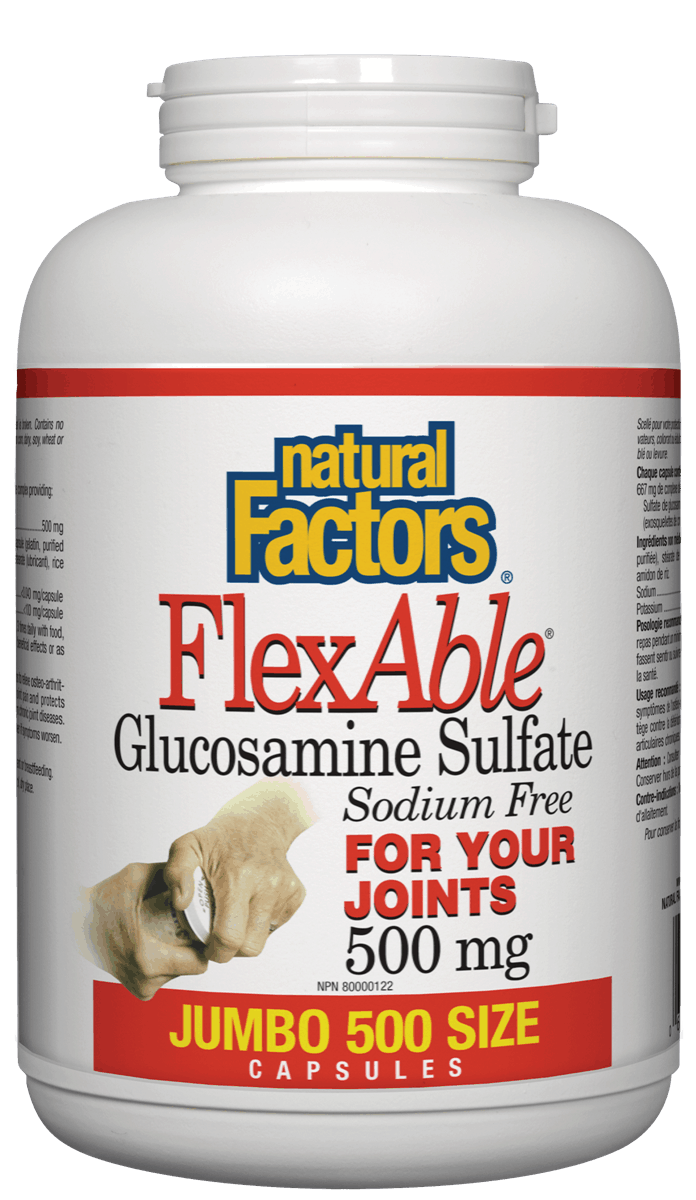 Natural Factors FlexAble Glucosamine Sulfate 500mg 500 Capsules