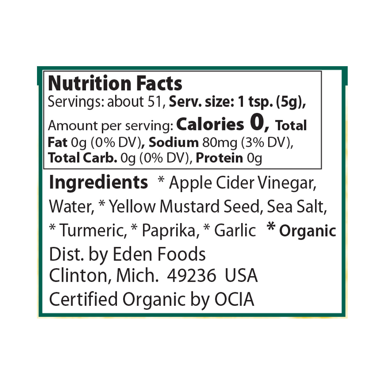 Eden Organic Yellow Mustard 253ml