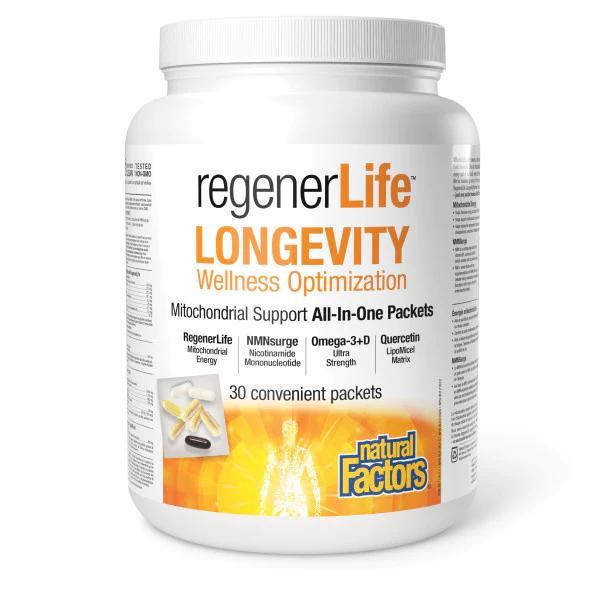 Natural Factors Regenerlife Longevity Kit 30 Cello Packs