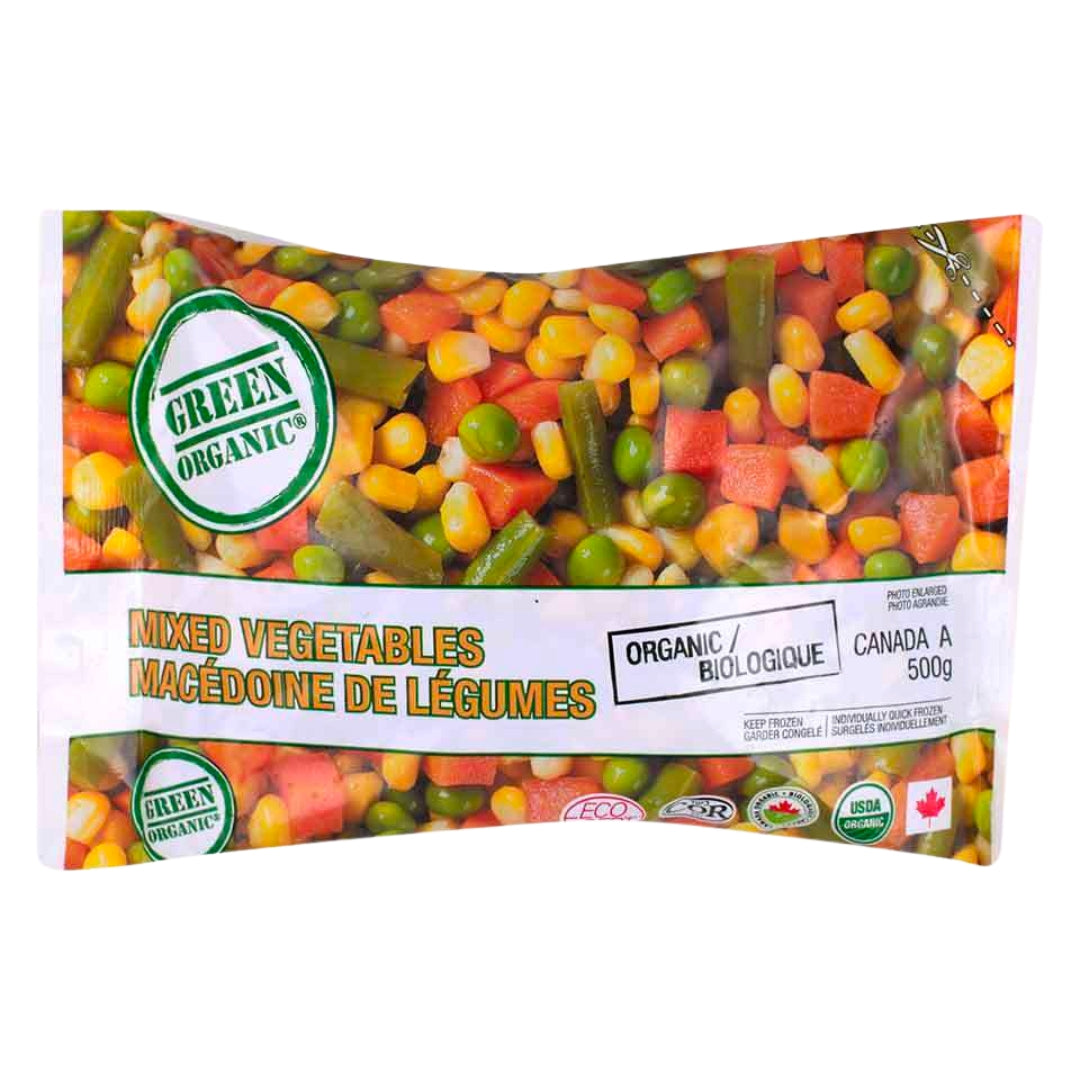 Green Organic Frozen Mixed Veggies Peas Corn Beans Carrots 500g